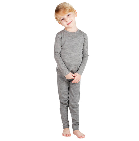 Merinowolle Kinderset Baselayer in Grau